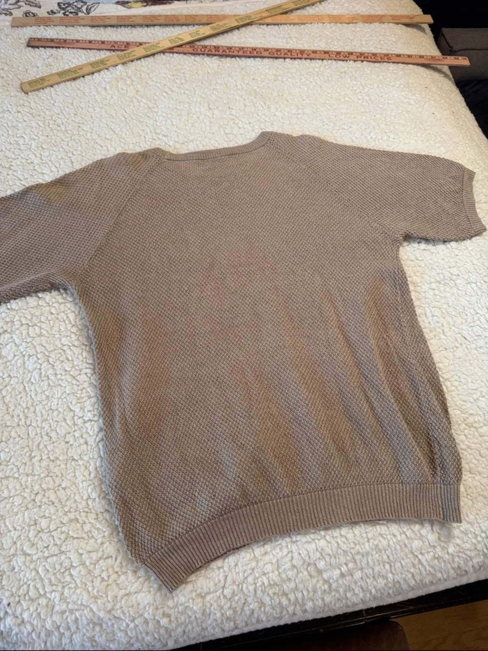 Men's Edifice Short-Sleeve Waffle Knit Sweater in Taupe, size small (EU 46)